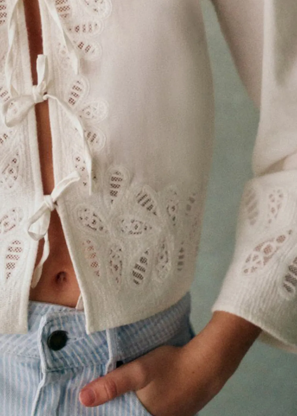 Beige Long Sleeved Crop Top