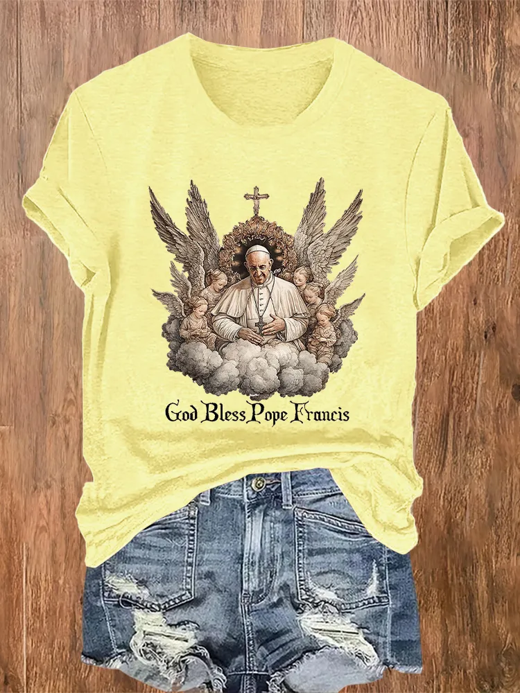 Women's Rip 1936-2025 God Bless PF Print Short Sleeve Round Neck Cotton T-Shirt