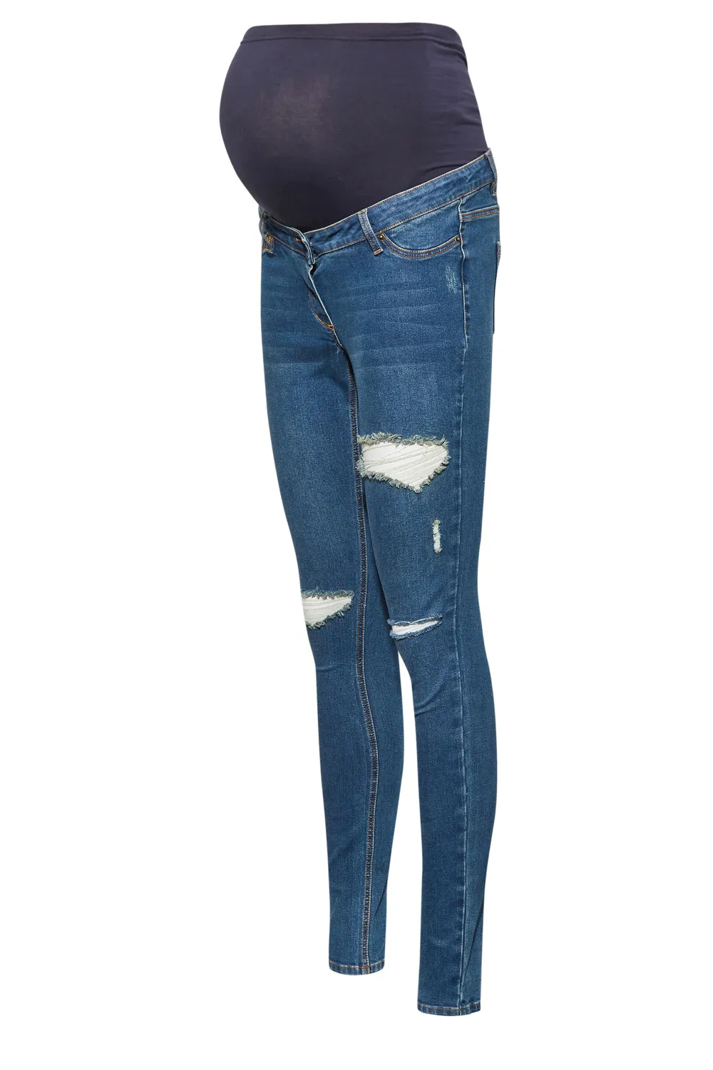 LTS Tall Maternity Mid Blue Distressed AVA Stretch Skinny Jeans