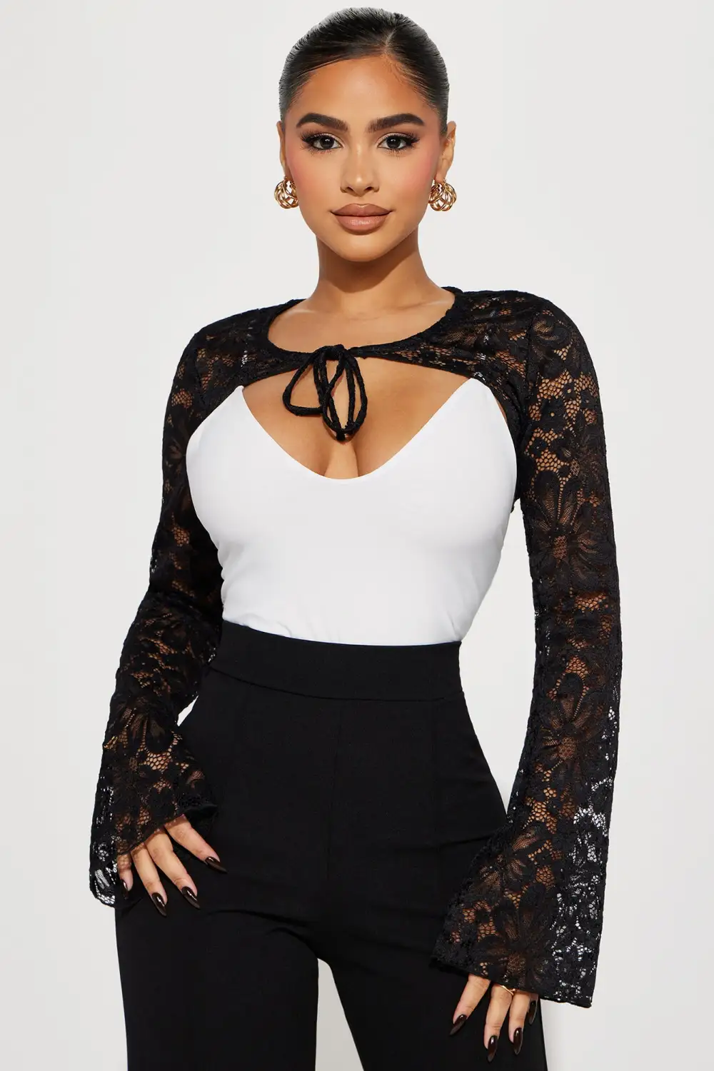 Dainty Girl Lace Bolero - Black