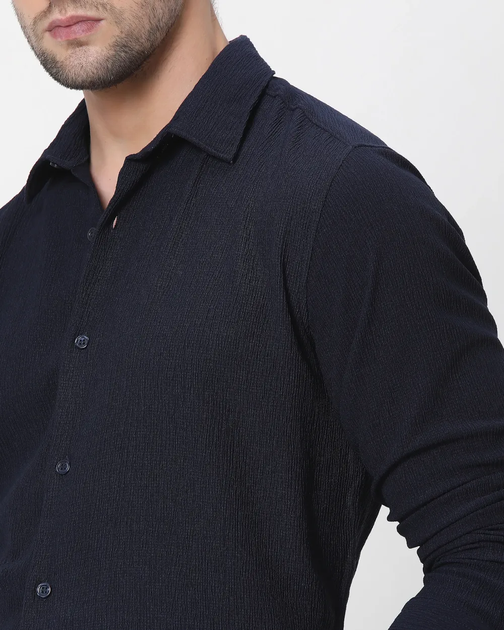 Simple And Comfortable Slim-Fit Breathable Navy Shirt