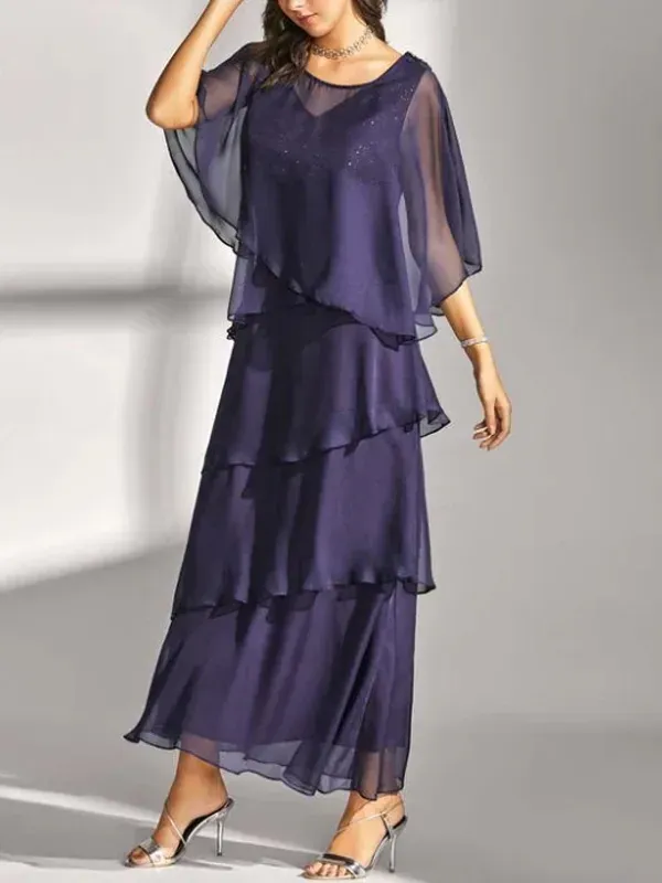 Mesh solid color maxi dress