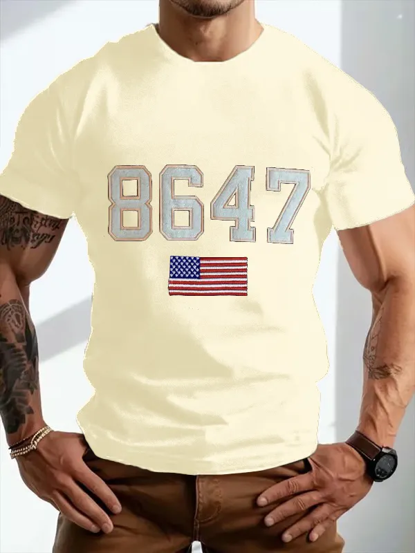 Men'S T-Shirt Men'S Vintage Print Casual T-Shirt 8467 Printed Cotton Short Sleeve