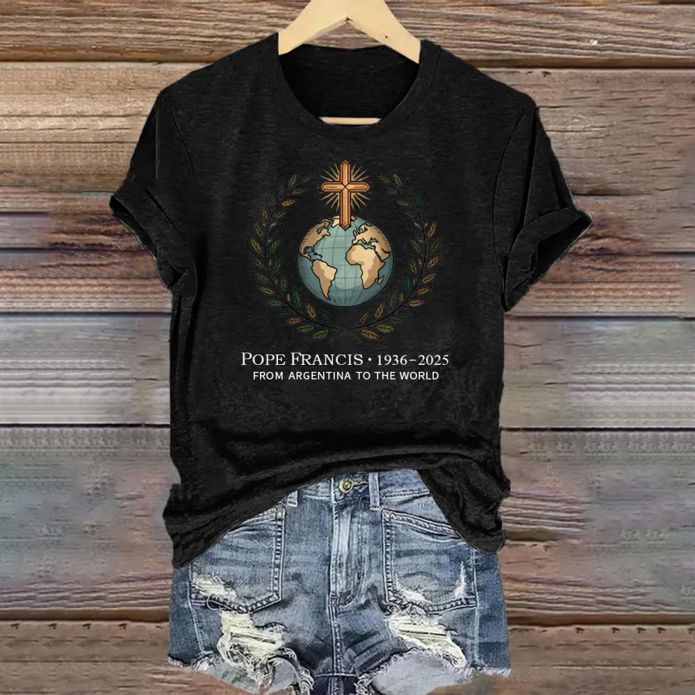 Women's PF 1936-2025 From Argentina To The World Print Short Sleeve Round Neck Cotton T-Shirt