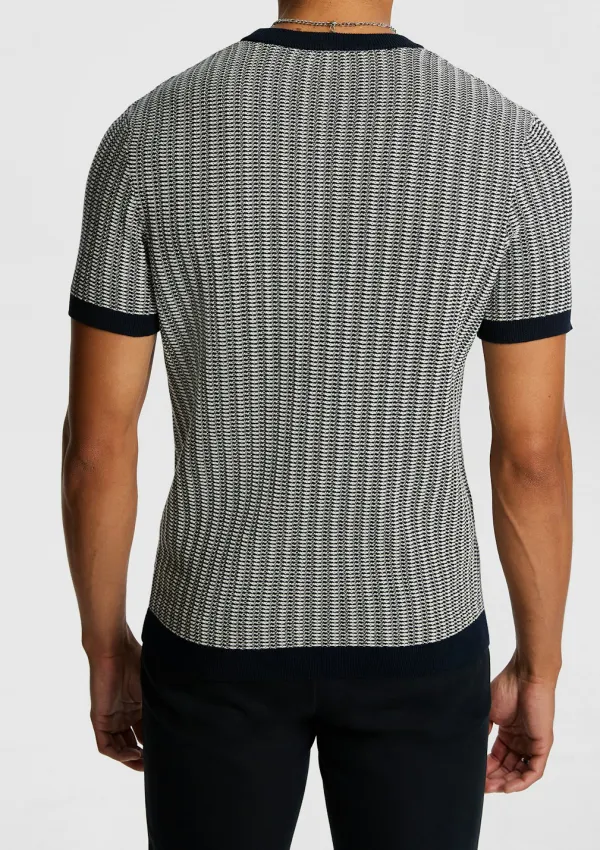 Geometric Pattern Knit Short Sleeve Tee