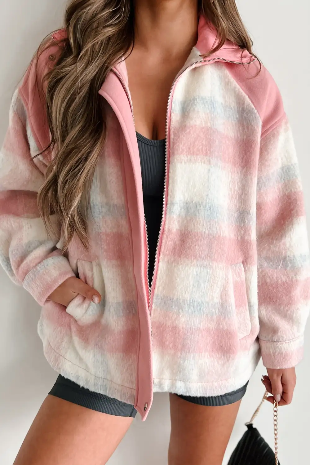 Retro Pink Plaid Jacket