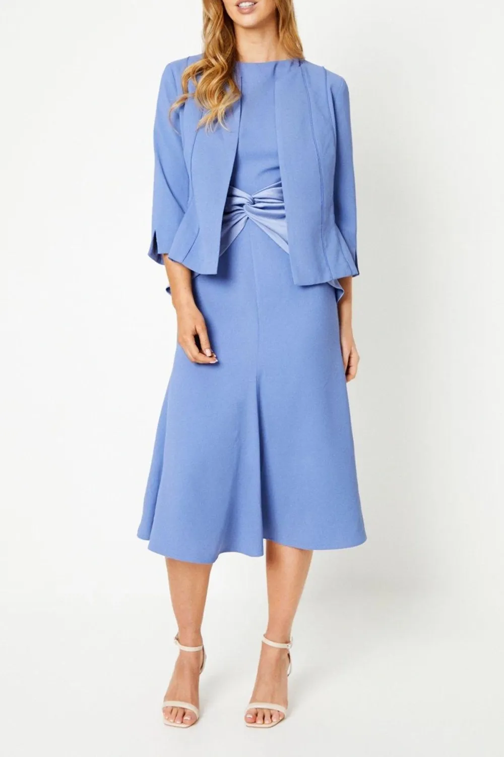 Crepe Textured Jacket With Piping And Seams