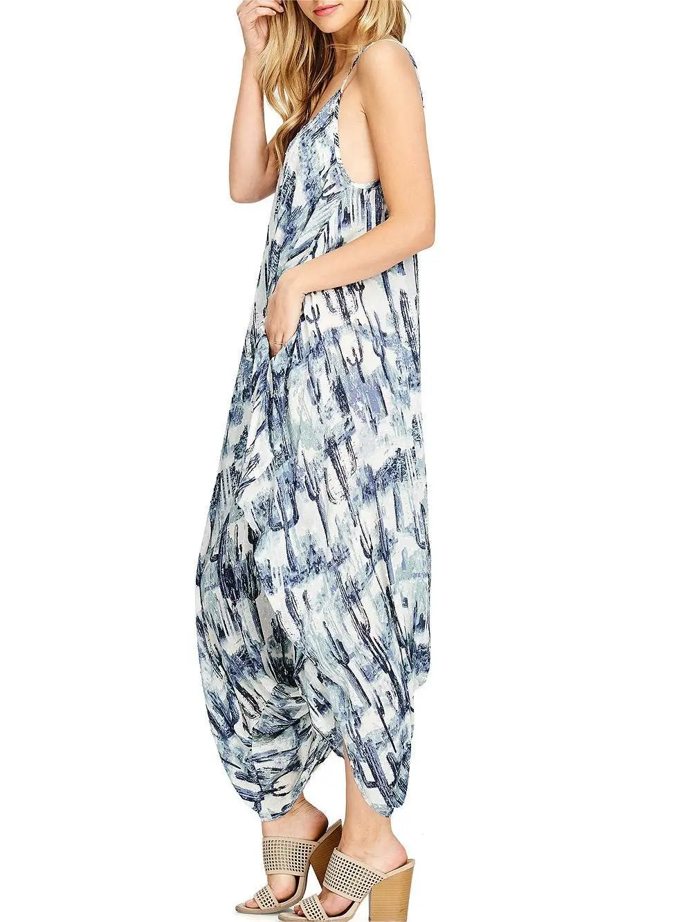 Blue Tie - Dye Harem Jumpsuit