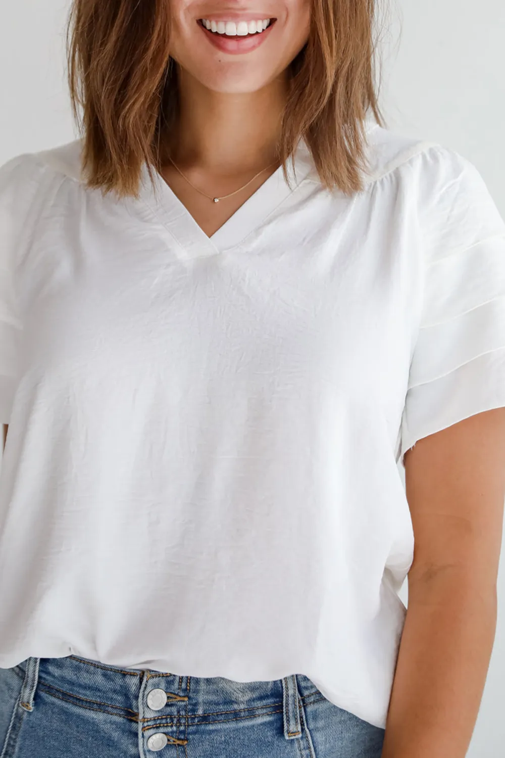 Adorably Captivating Off White Ruffle Sleeve Blouse