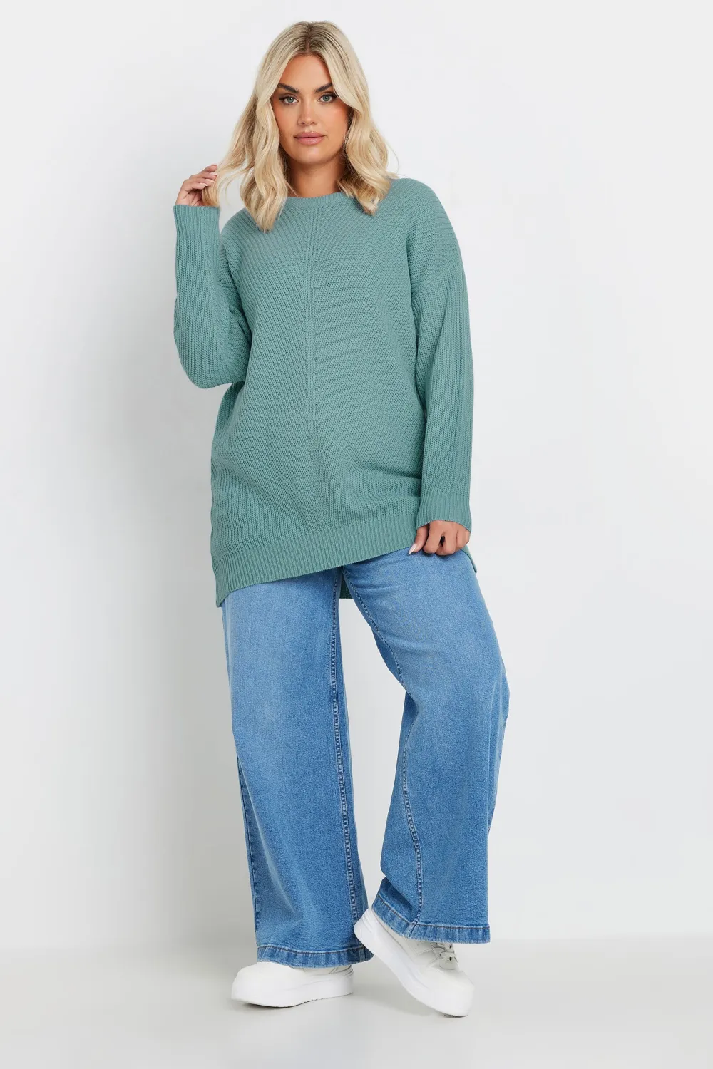 YOURS Curve Black & White Essential Knitted Jumper