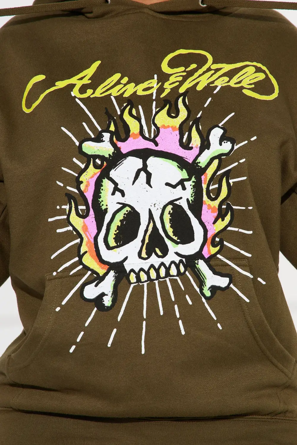Alive And Well Skull Hoodie - Olive