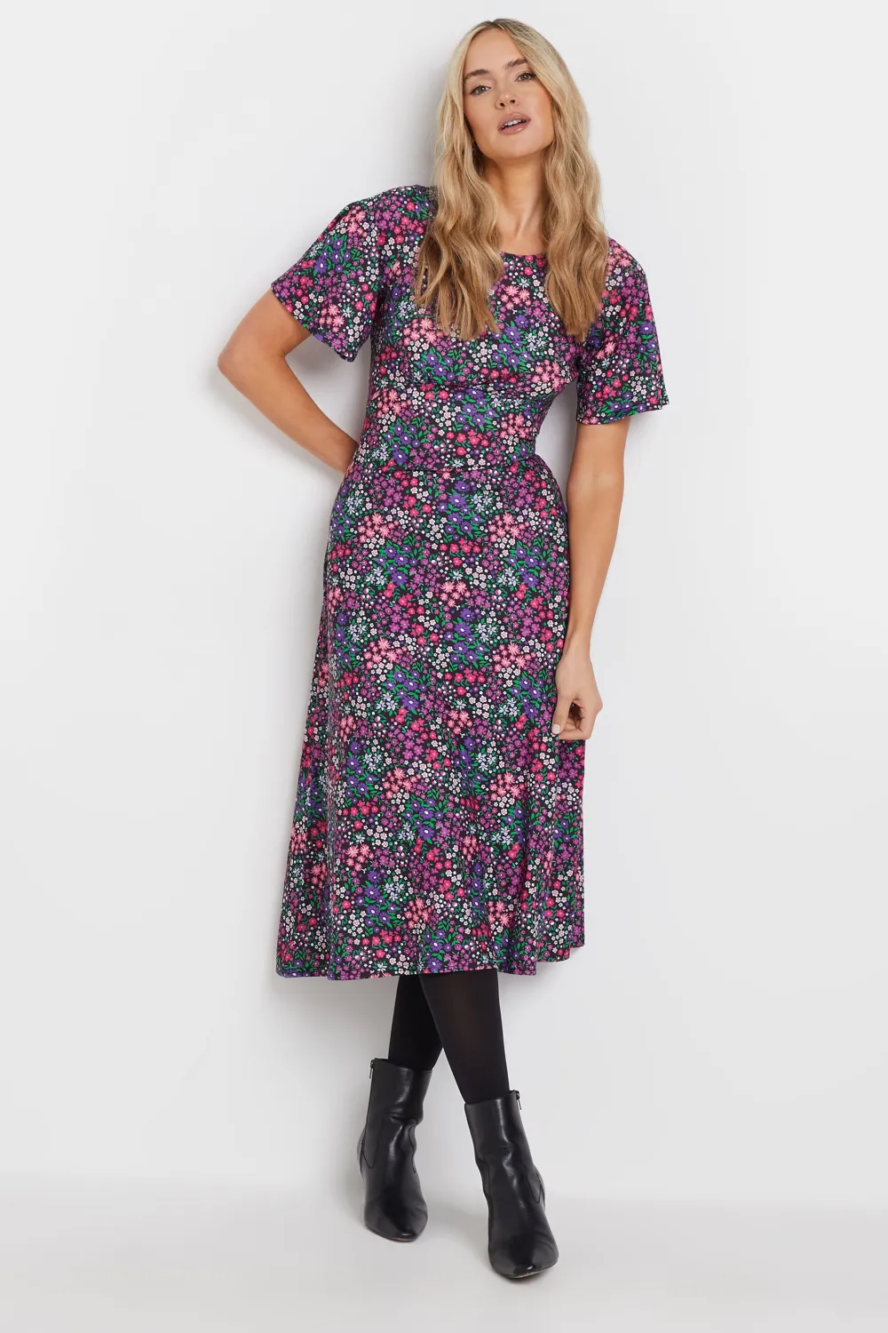 LTS Tall Purple Floral Print Midi Dress