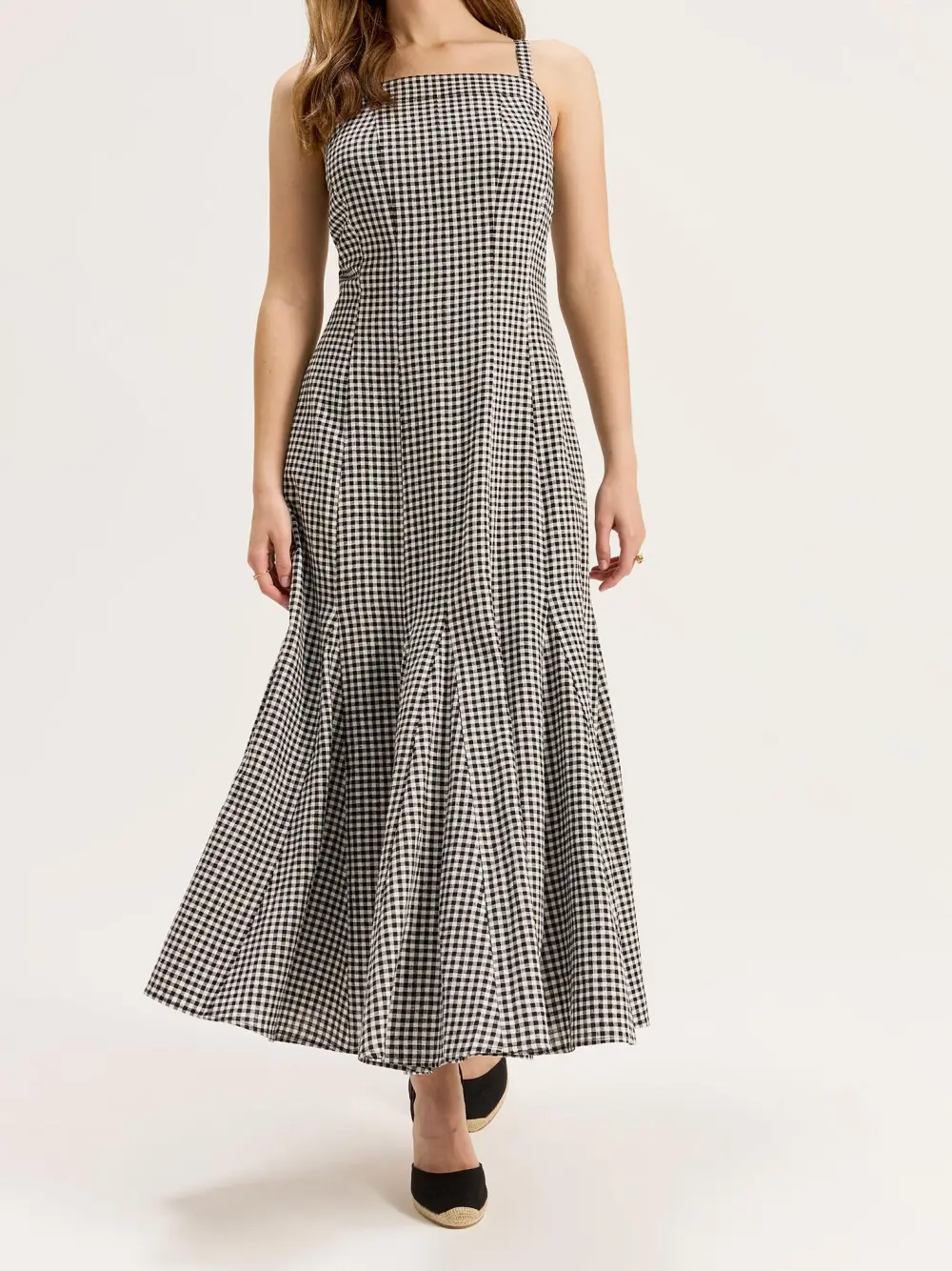 Black Plaid Maxi Dresses