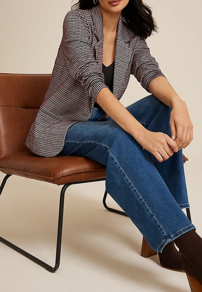 Lapel Argyle Pattern Blazer