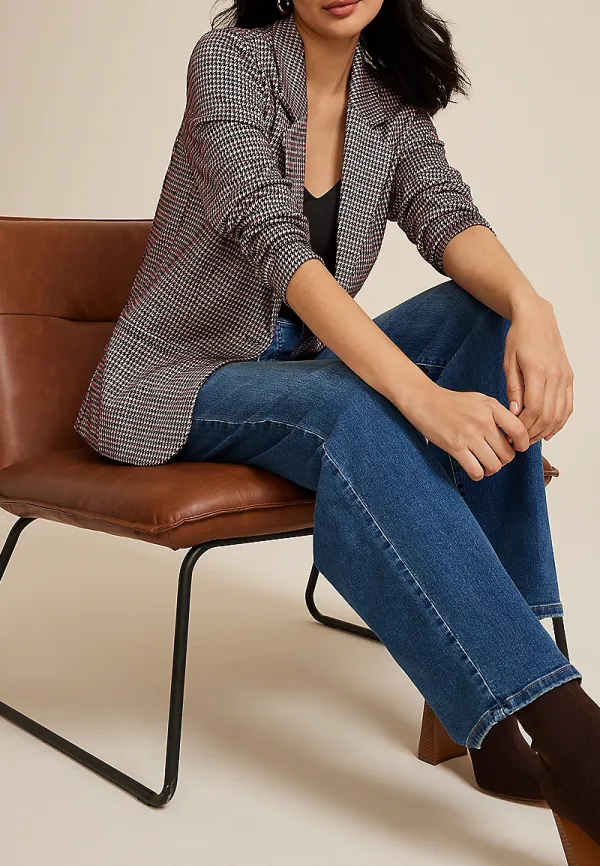 Lapel Argyle Pattern Blazer