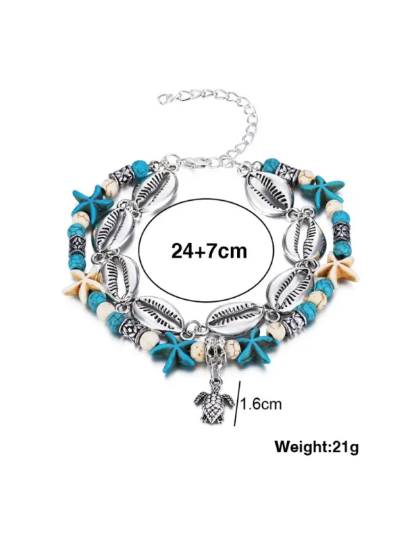 Starfish Turquoise Beach Shell Anklet