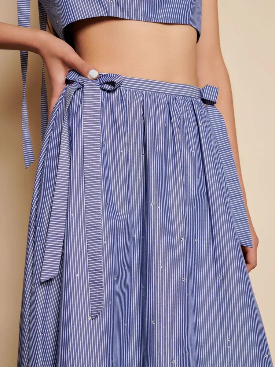 Casual Style Stripe Midi Skirt