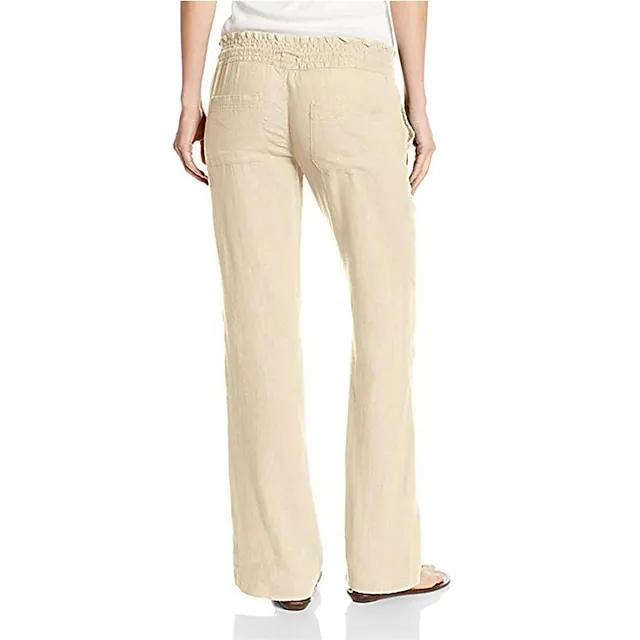 Women's Loungewear Bottom Nighty Pure Color Simple Comfort Sport Home Street Daily Cotton And Linen Breathable Gift Long Pant Elastic Waist Spring Summer White Black