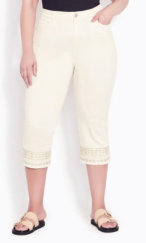 Evans Cream Cropped Jeans
