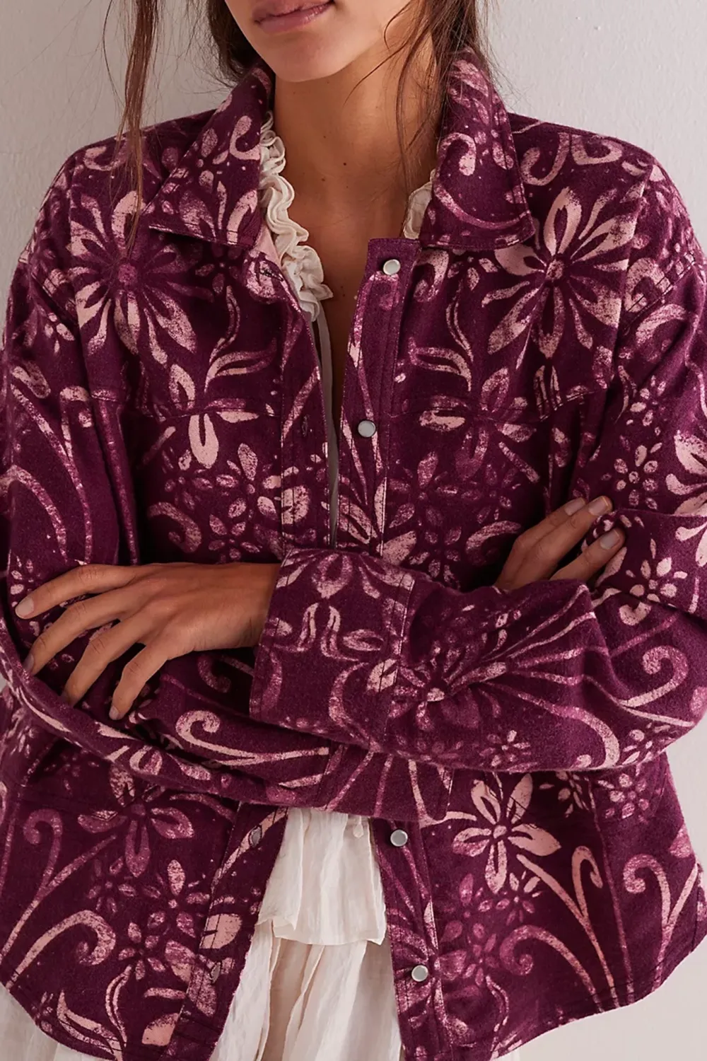 Floral Pattern Button Front Shirt