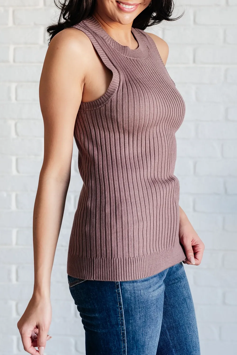 Comfortable Striped Texture Brown Knitted Top