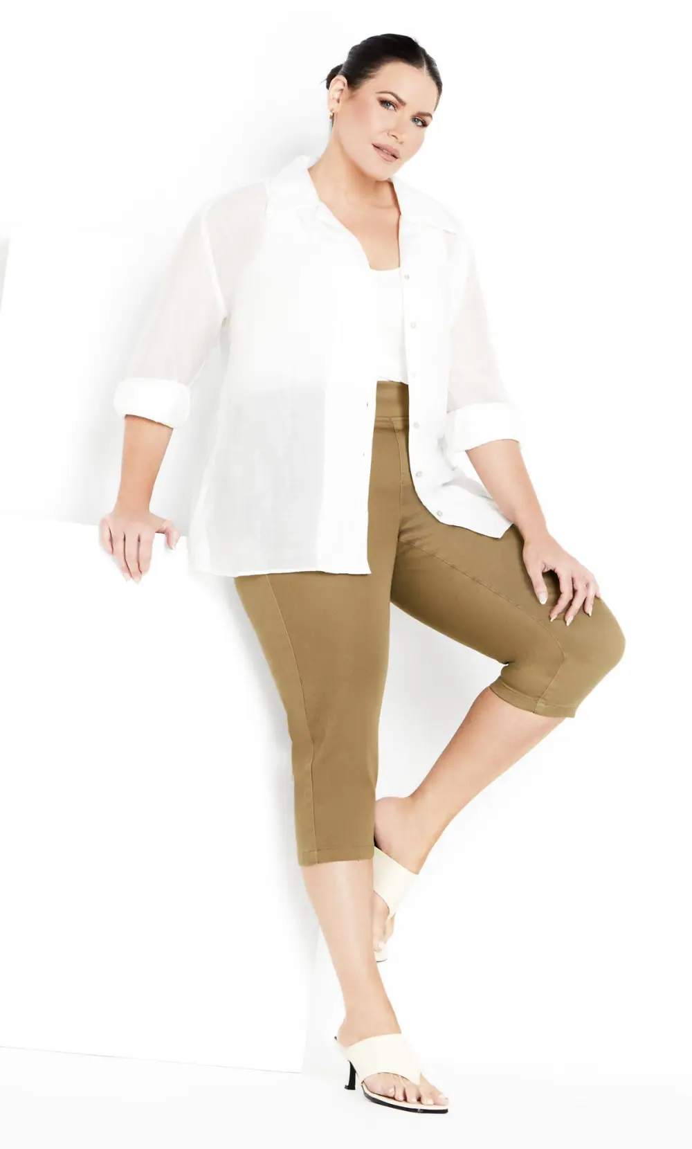 Evans Brown Pull On Cropped Jeans