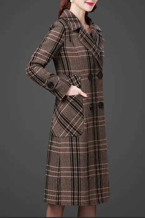 Casual Plaid Lapel Coat