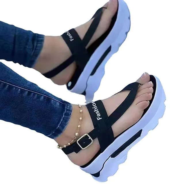 Women's Sandals Platform Sandals Outdoor Daily Summer Buckle Platform Peep Toe Casual Minimalism Walking Shoes PU Leather Microfiber Buckle Solid Color Solid Colored Black Pink Blue