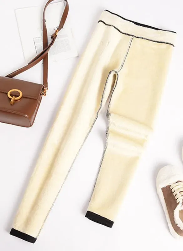 Casual Fleece Lined Leggings Pants High Waist Athletic Pants Tummy Control Stretch Workout Yoga Leggings