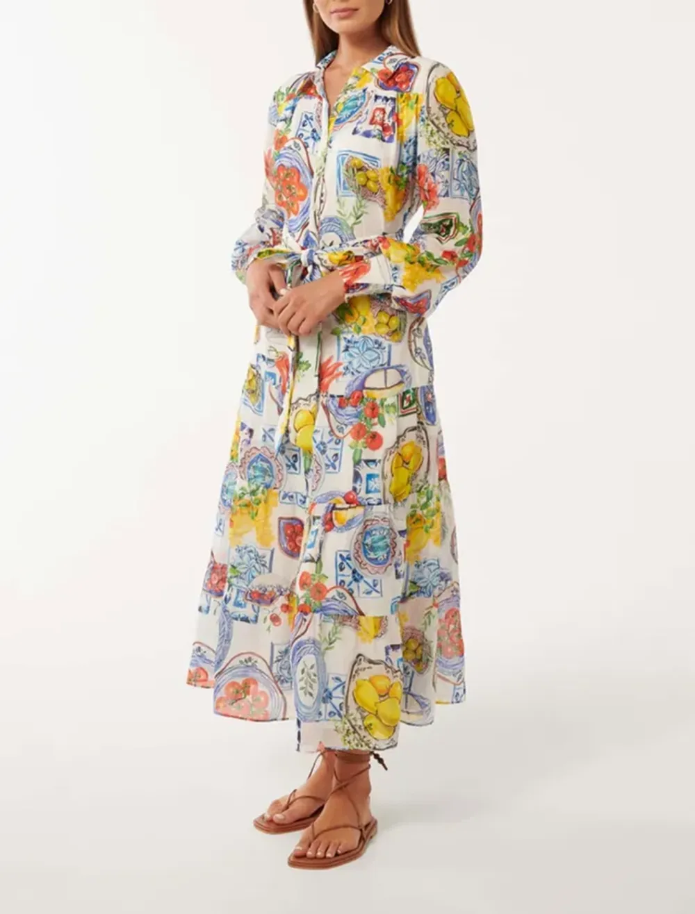 Tiered Midi Shirt Dress