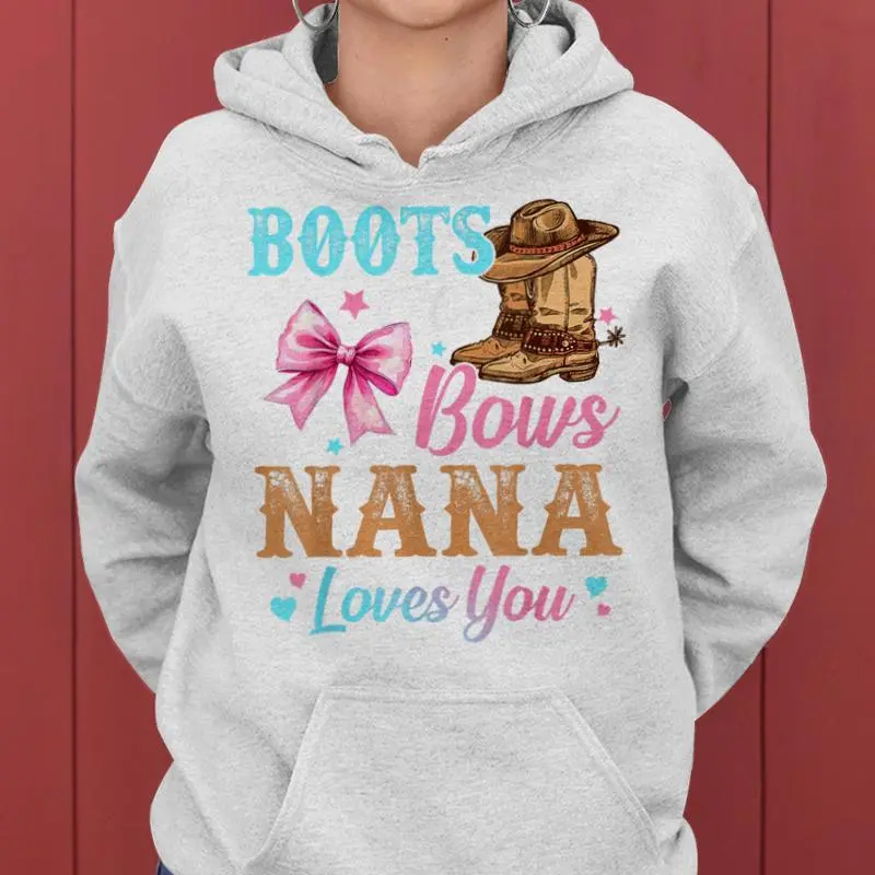 Boots Or Bows Nana Loves You Gender Reveal Family Women Hoodie