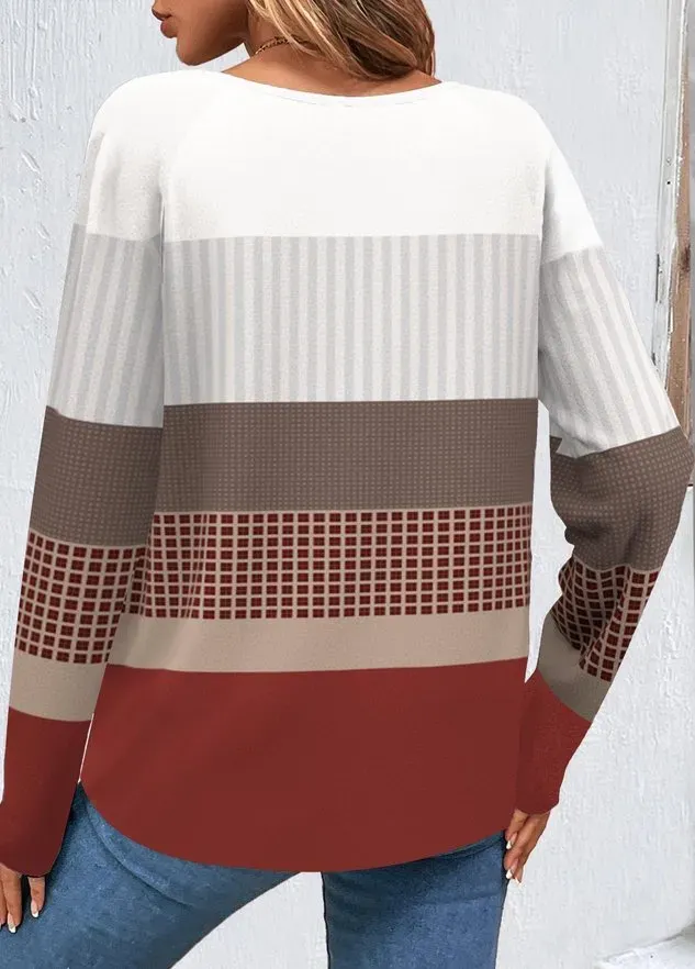 Color Block Buckle Casual T-Shirt