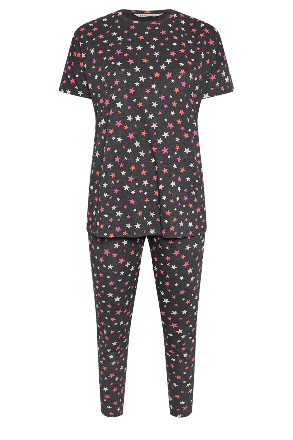 YOURS Curve Grey Star Print Short Sleeve Pyjama Set