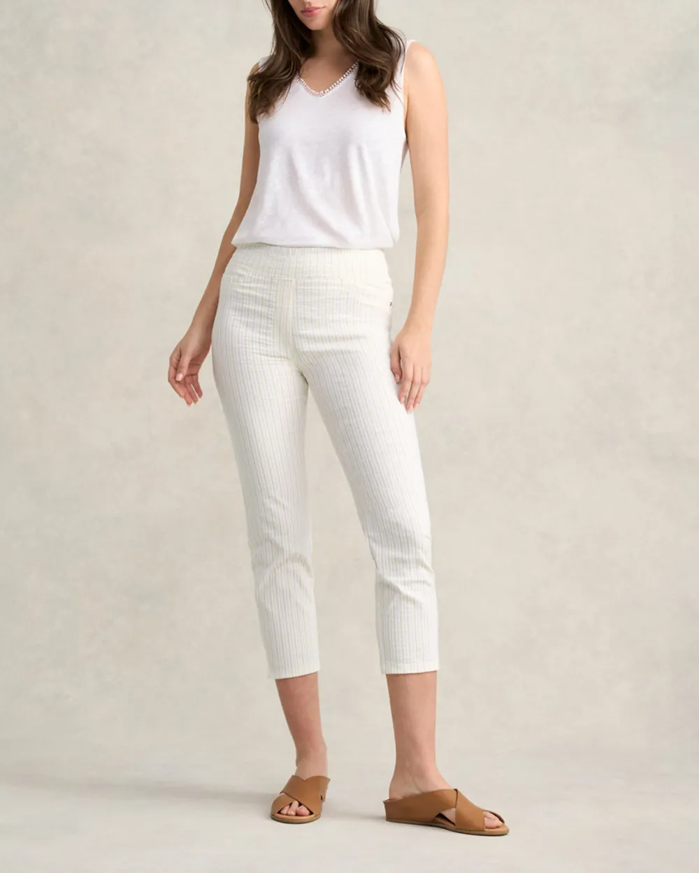 Striped Ankle Length Stretch Pants