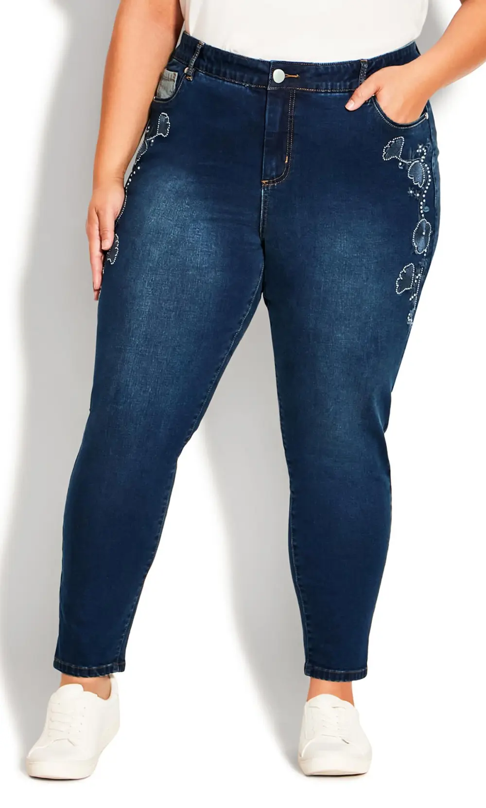 Evans Denim Floral Embroidered Jean