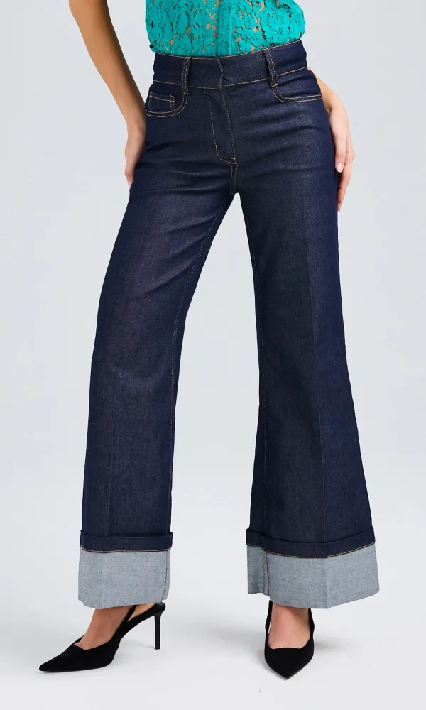 Wide-Leg Denim Pants