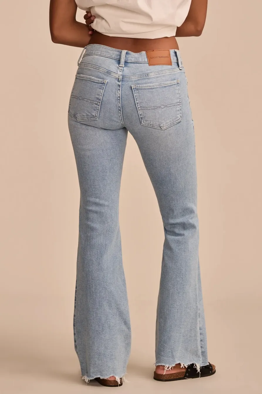 Distressed Light Wash Denim Sweet Flare