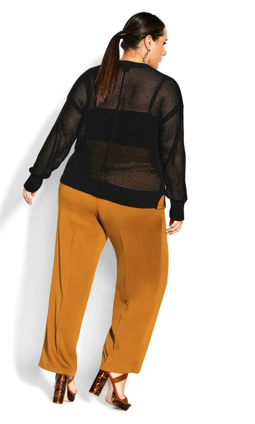 Evans Black Open Knit Jumper