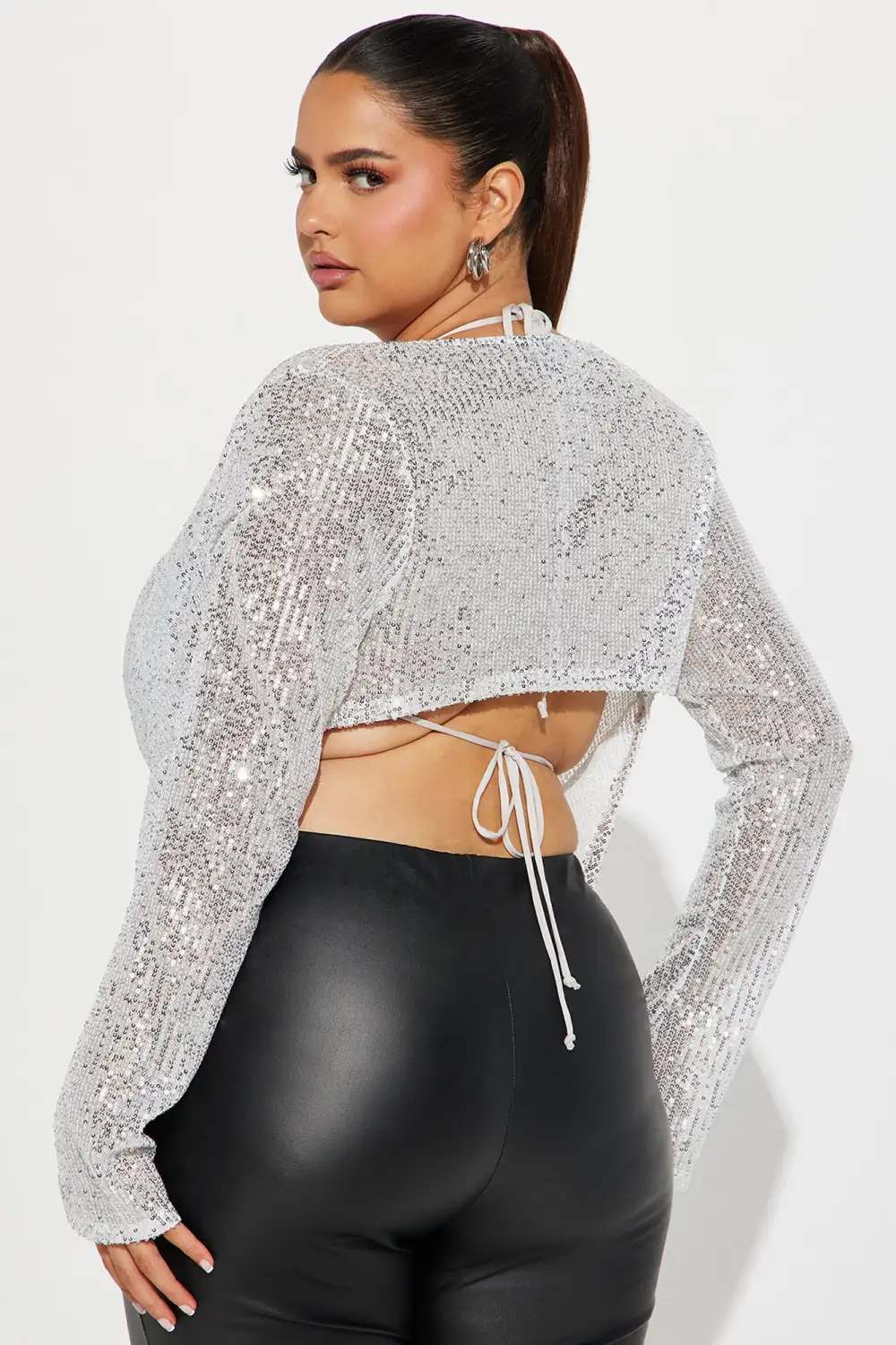 Diamond Heart Sequin Top - Silver