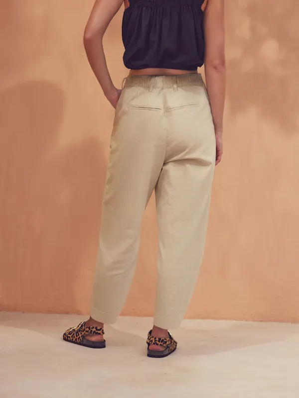 Natural Self-Cultivation Intelligent Barrel-Shaped Linen Pants