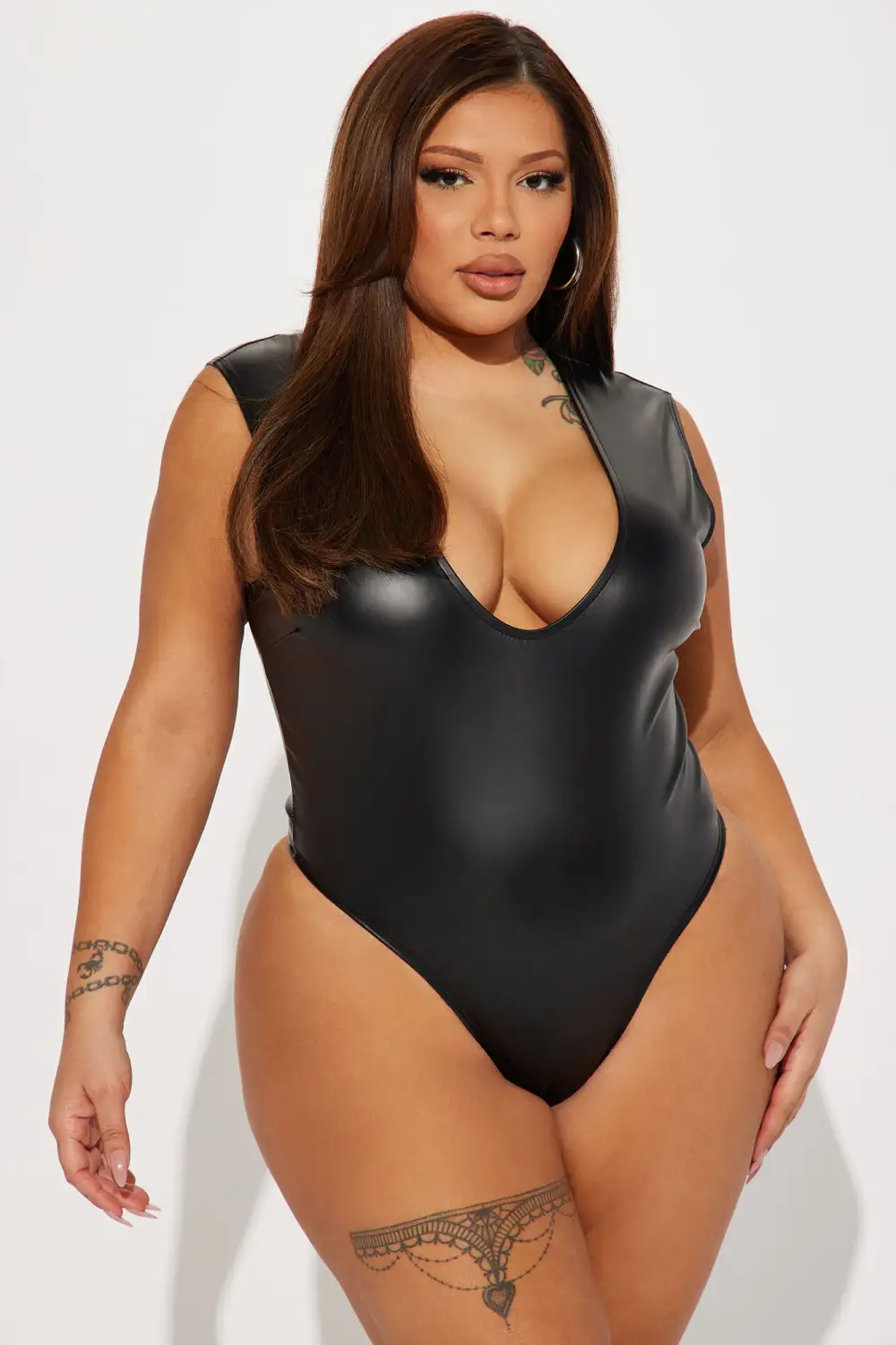 Not That Into You PU Bodysuit - Black