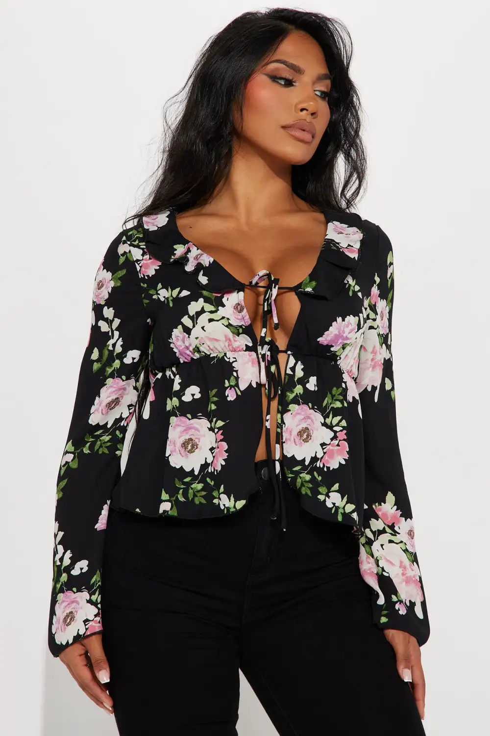 Travel With Floral Top - Black/combo