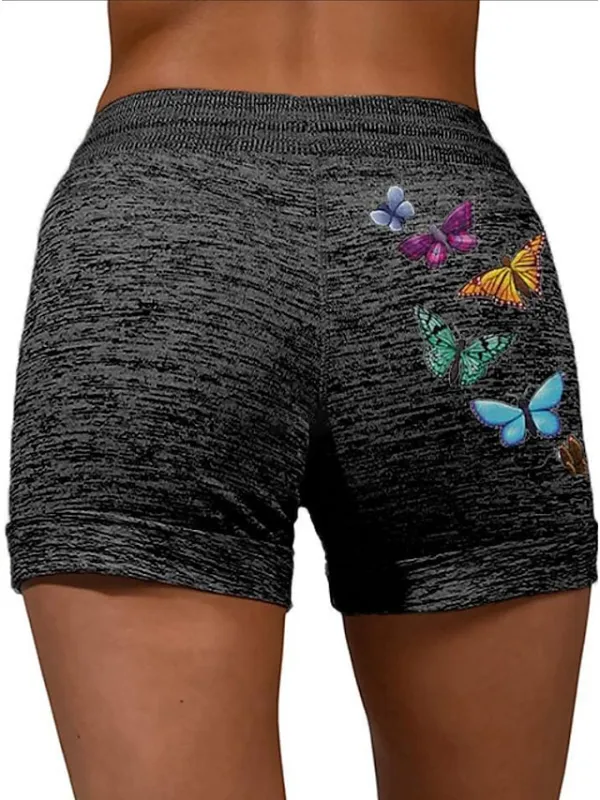 Women's Shorts Sunday Shorts Cotton Blend Gray Black Mid Waist Athleisure Casual Weekend Side Pockets Print Micro-elastic Short Comfort Animal S M L XL XXL