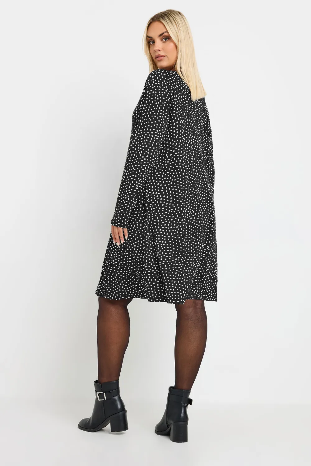 YOURS Curve Black Spot Print Mini Dress