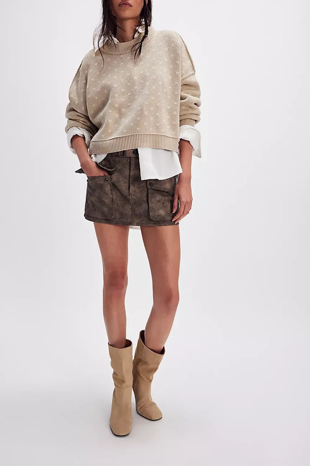 Faux Suede Mini Skirt