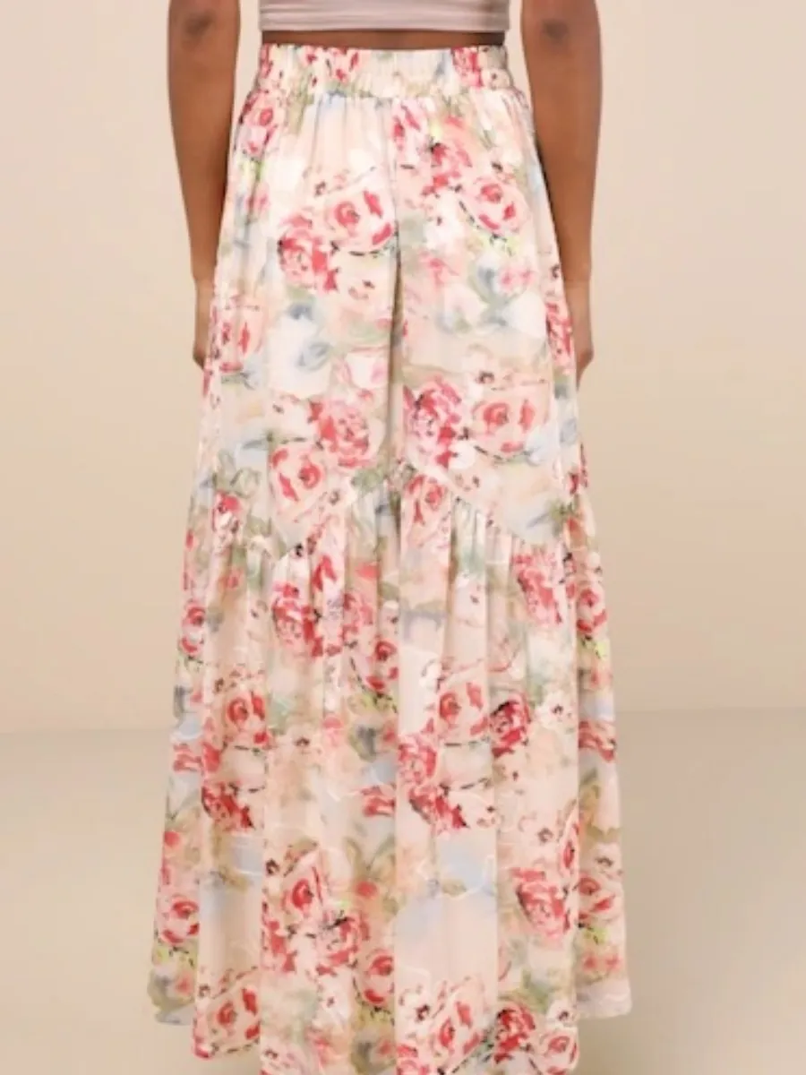 Flower Printed Maxi Skirt