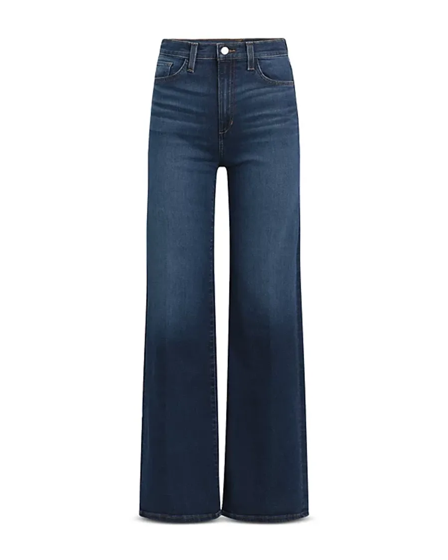 Casual Style High Rise Wide Leg Jeans