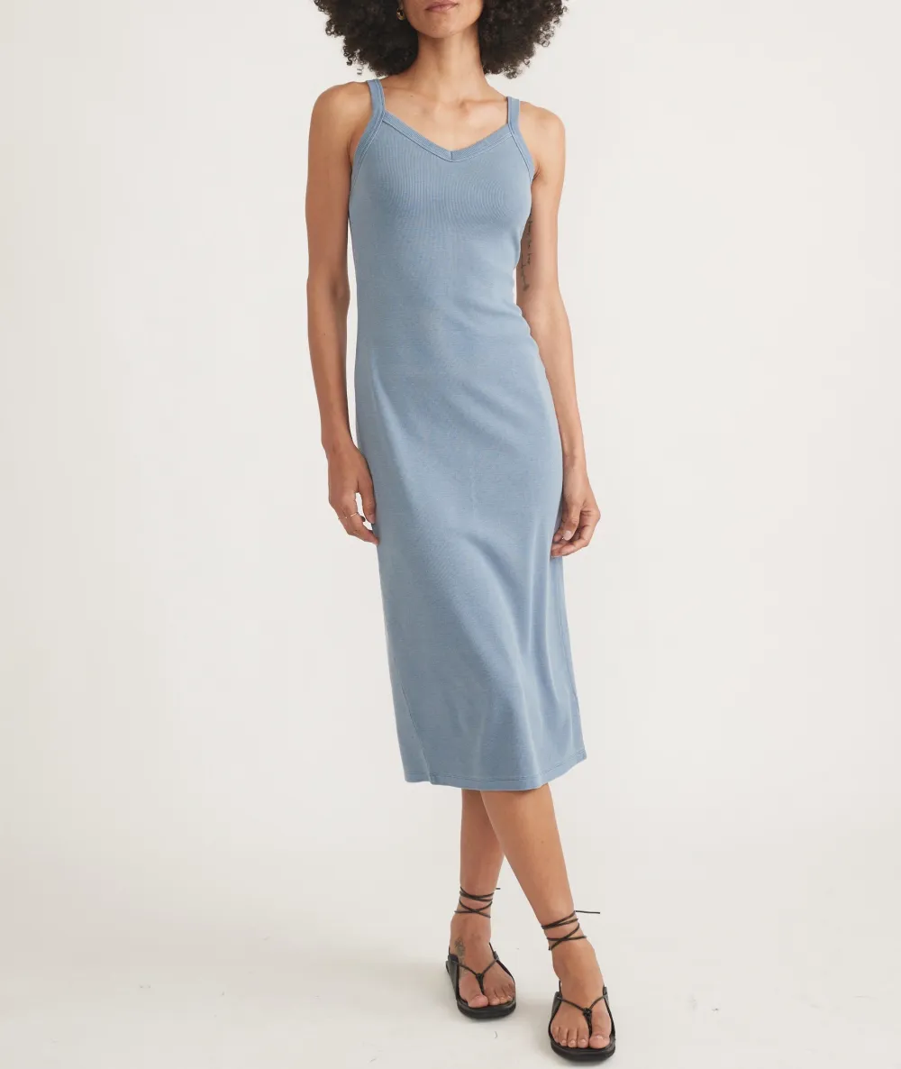 Light Blue Spaghetti Strap Ribbed Dress