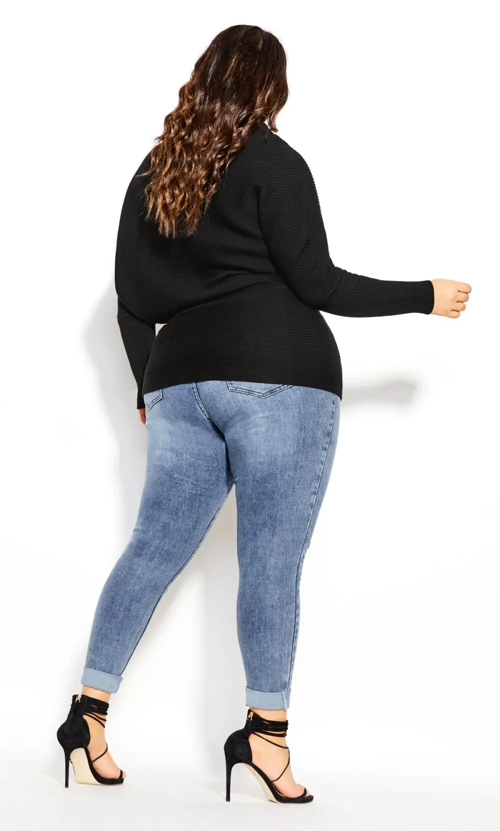 Evans Black Fitted Rib Jumper