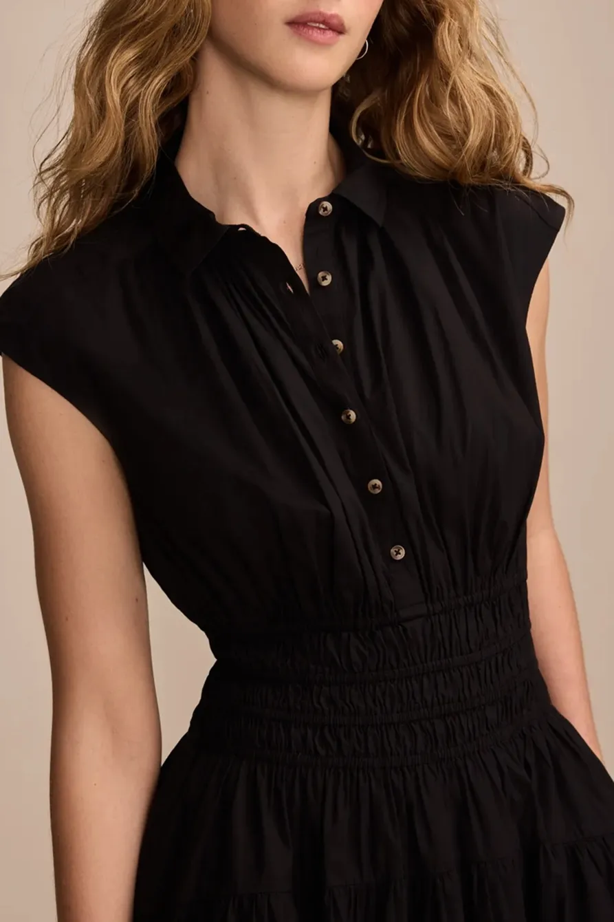 Caviar Smocked Dropped Waist Midi Dress